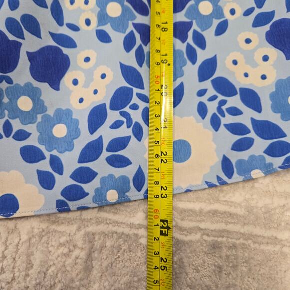 Tuckernuck Off Shoulder Marguerite Top Blouse Blue Floral Majolica XL Resort - Picture 7 of 7